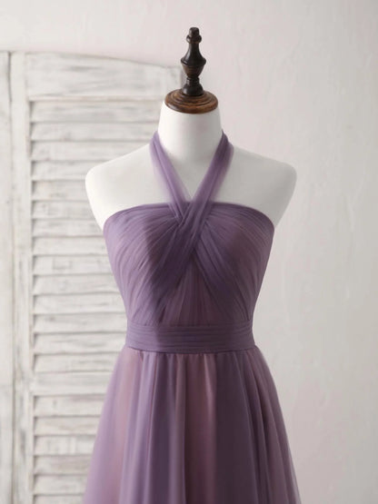Tulle High Low Long Prom Dress Simple Bridesmaid Dress