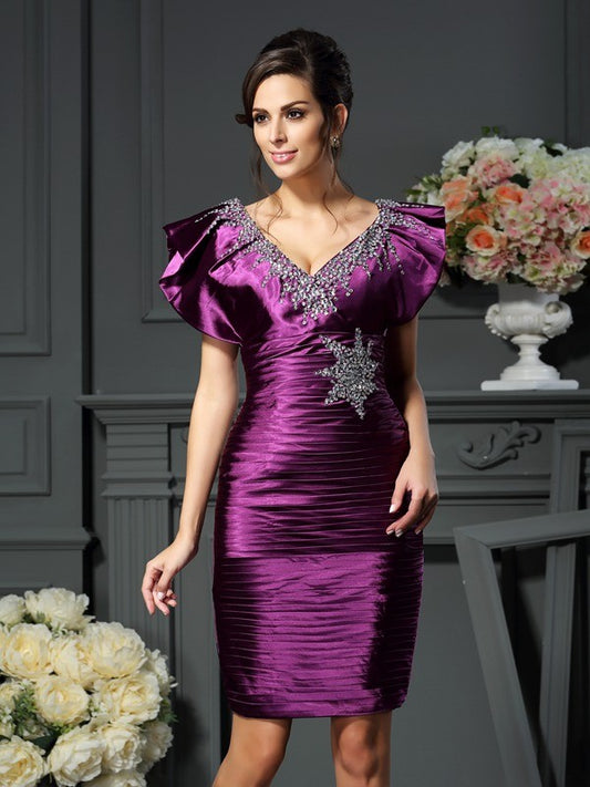 V-neck beaded sleeveless elastic woven satin bridal dress