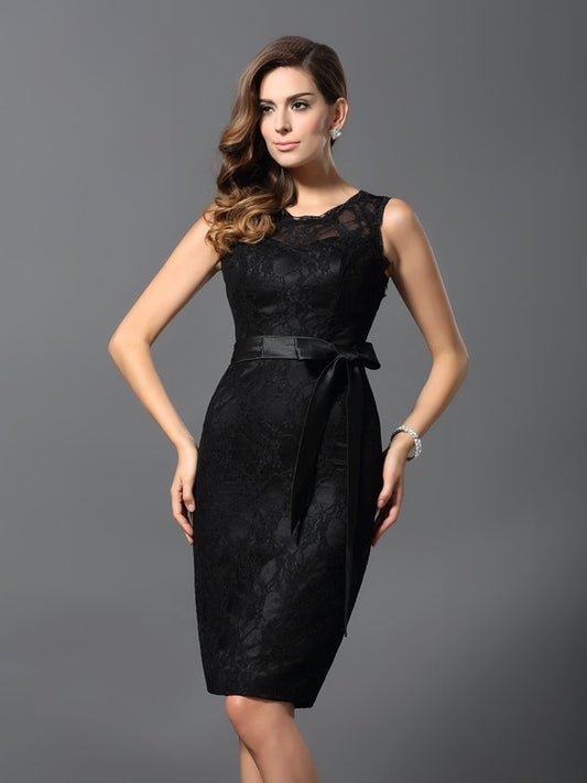 Slim fit sexy straight tube gemstone lace sleeveless short satin cocktail dress