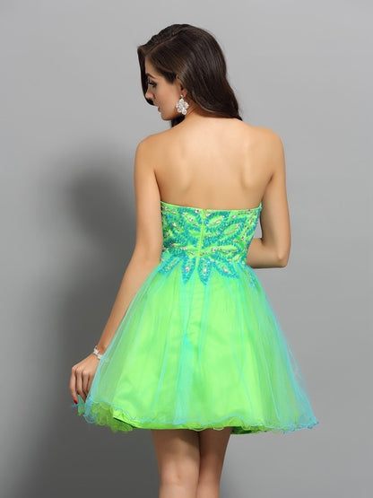 Sweet Princess Sweetheart Beaded Sleeveless Short Mesh Cocktail Dress