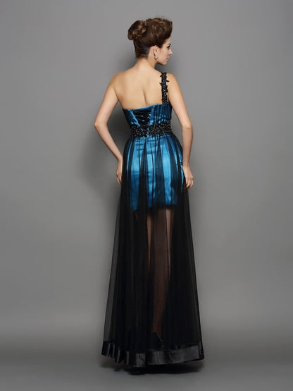 Princess sexy one shoulder pleated sleeveless elastic woven satin long skirt