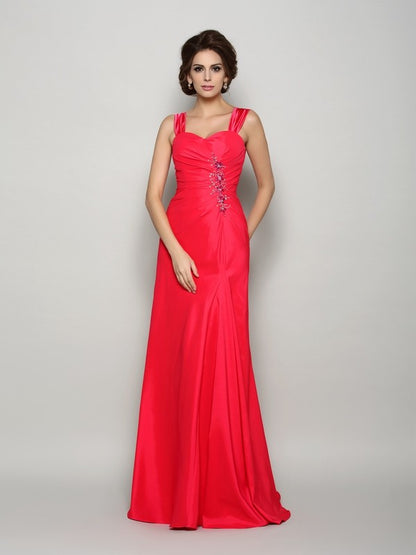 A-line Elegant Princess Strap Applique Sleeveless Elastic Knitted Satin Bridal Dress