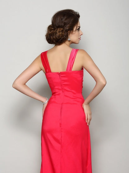 A-line Elegant Princess Strap Applique Sleeveless Elastic Knitted Satin Bridal Dress