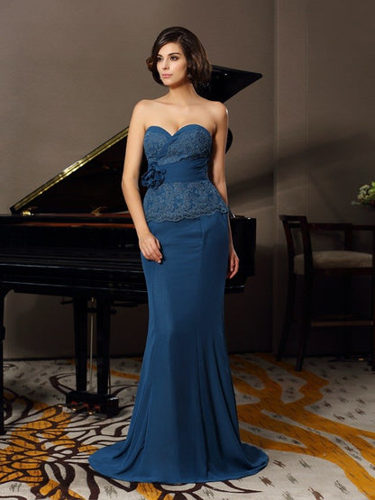 Mermaid Sweetheart Decal Sleeveless Chiffon Bride Mom Dress
