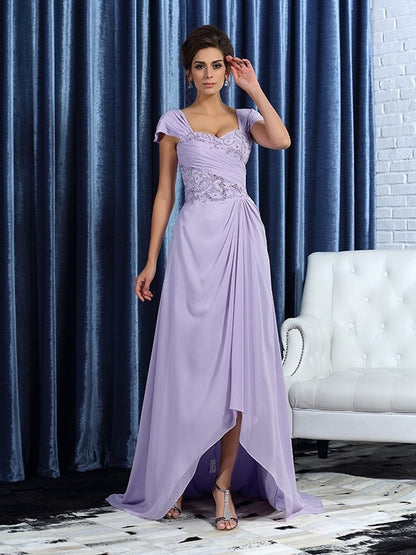 A-line Princess Style Shoulder Strap Beaded Sleeveless Chiffon Bride Mom Dress