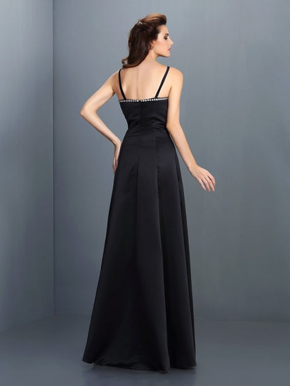 A-line Elegant Princess Italian Noodle Strap Sleeveless Long Chiffon Dress