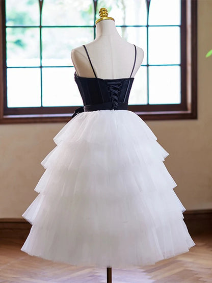 A-Line Tulle lace White Short Homecoming Dress