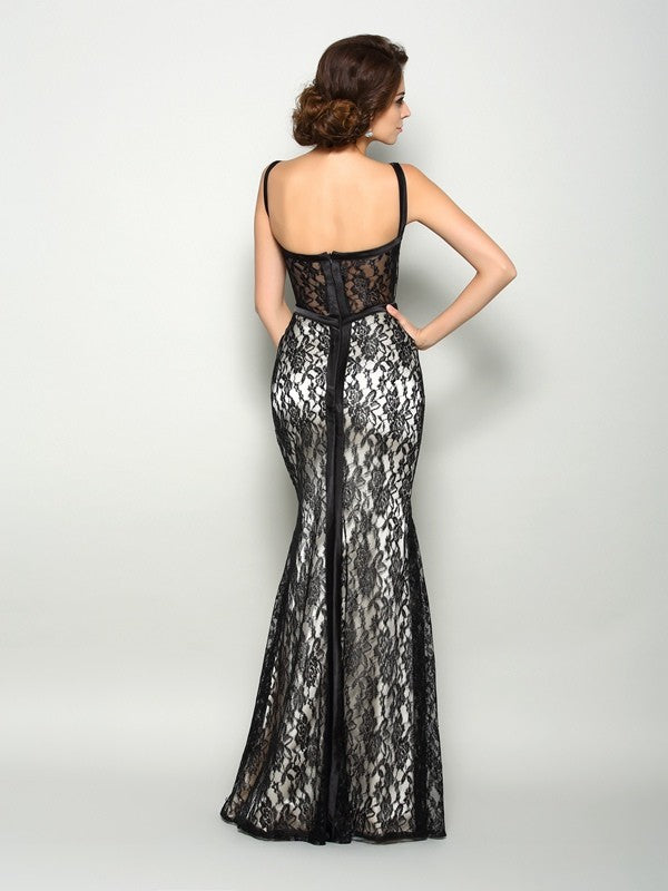 Horn shaped double head lace sleeveless long elastic woven satin bride's mother's dress