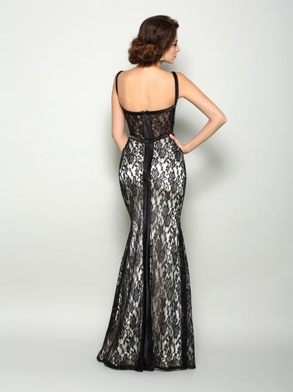 Horn shaped double head lace sleeveless long elastic woven satin bride's mother's dress