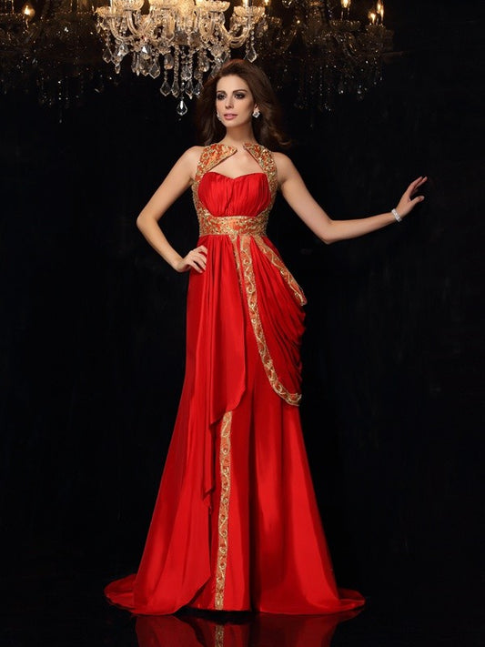 A-line Princess Sweet Sleeveless Taffeta Long Dress