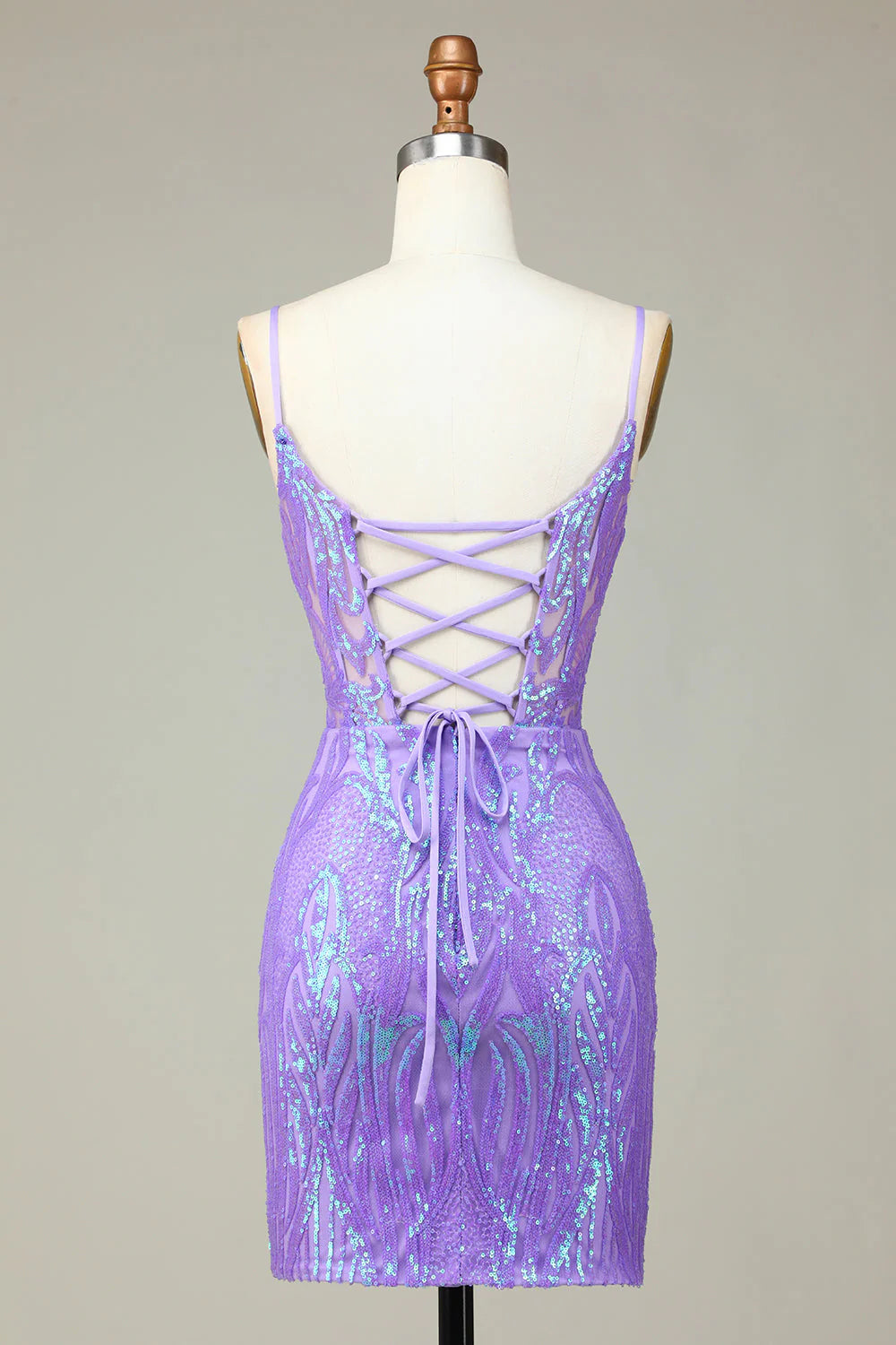Stylish Lilac Bodycon Sequins Corset Homecoming Dress