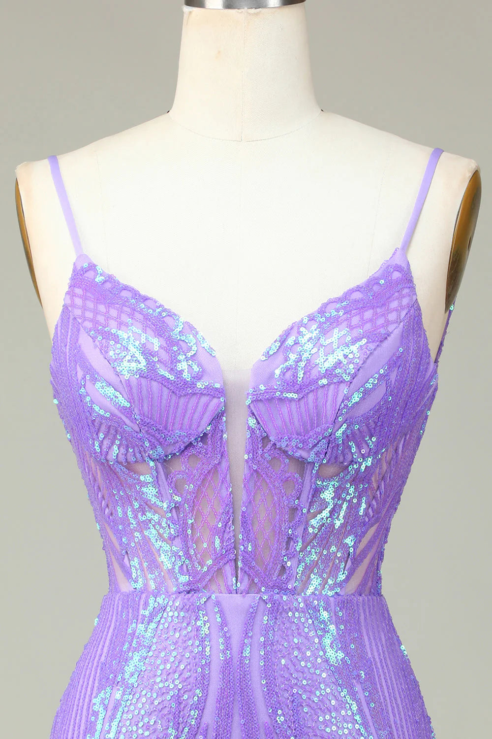 Stylish Lilac Bodycon Sequins Corset Homecoming Dress
