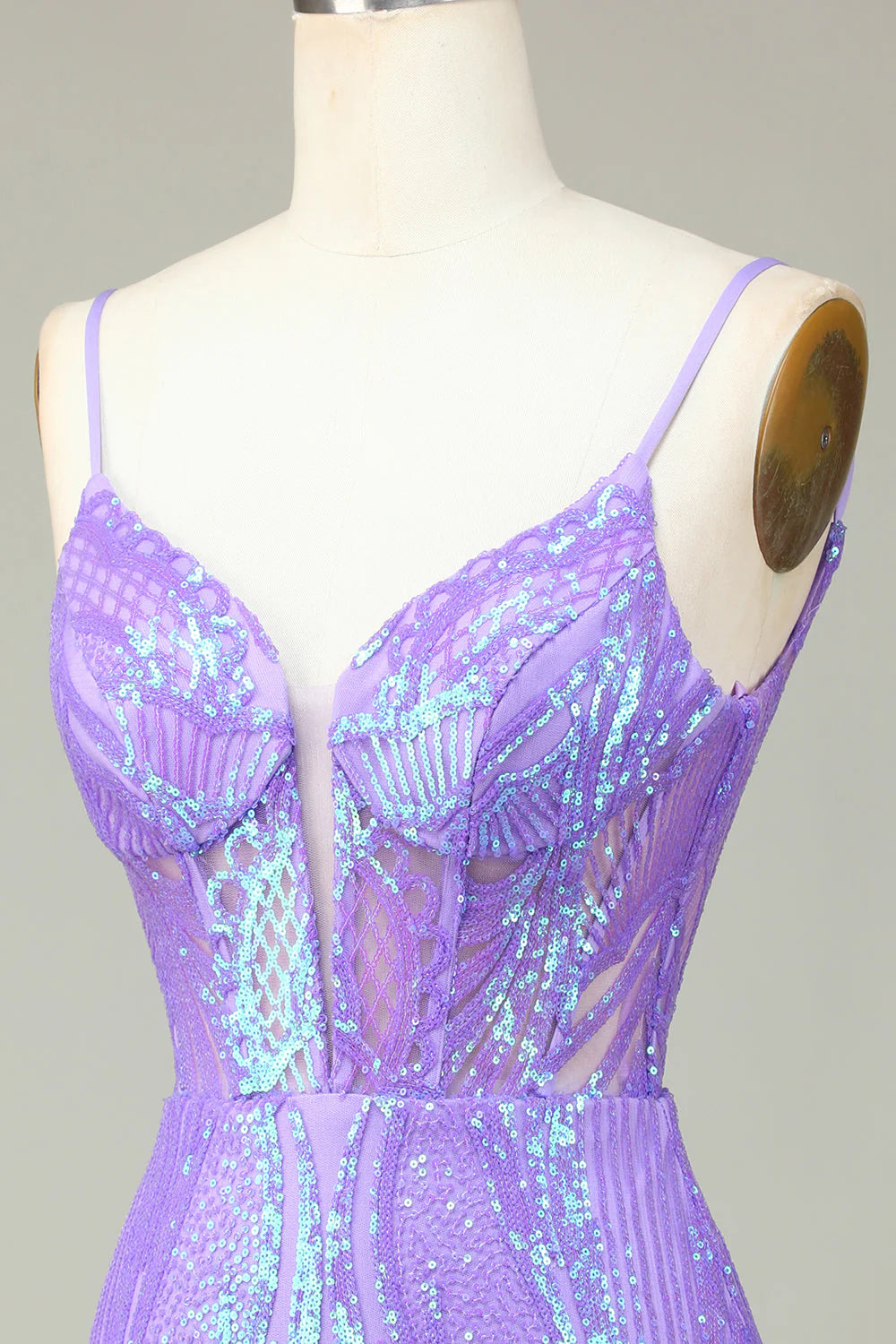 Stylish Lilac Bodycon Sequins Corset Homecoming Dress