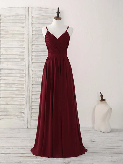 Burgundy Chiffon Long Prom Dress Burgundy Evening Dress