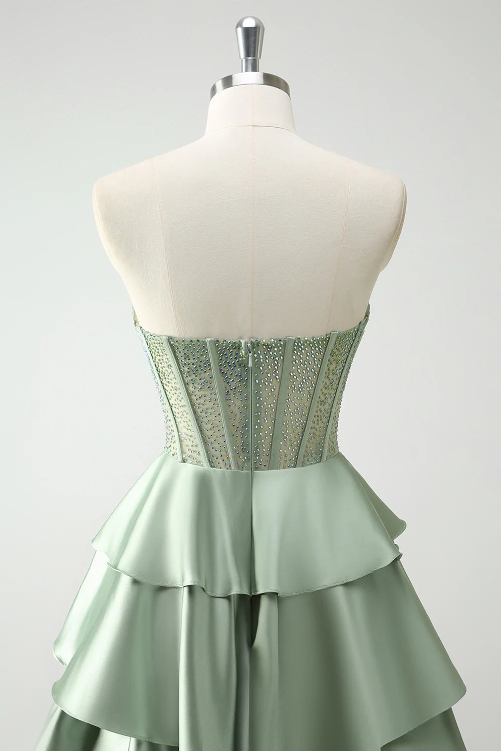 OKBBN A-line ruffle edge tight layered long ball gown