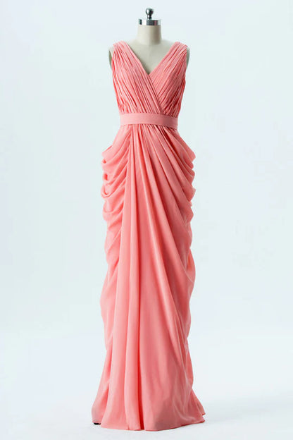 Wrap Banded Waist Bridesmaid Dress