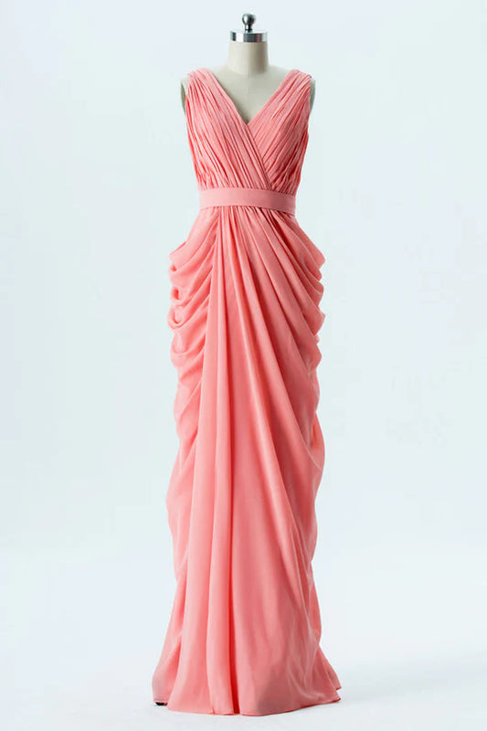 Wrap Banded Waist Bridesmaid Dress