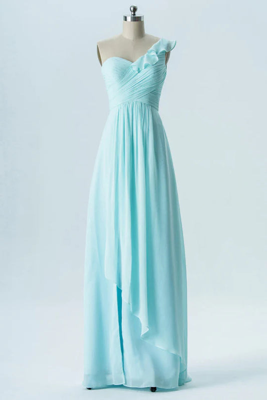 One-Shoulder Ruffled Bridesmaid Dress