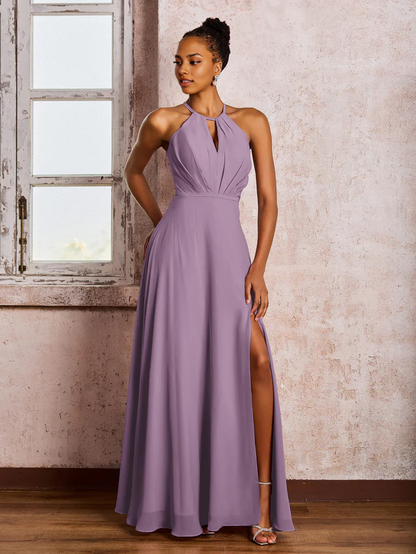 OKBBN backless camisole bow chiffon bridesmaid dress