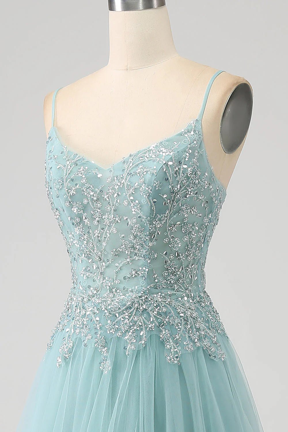 OKBBN A-line sequin decal slit tight corset party dress