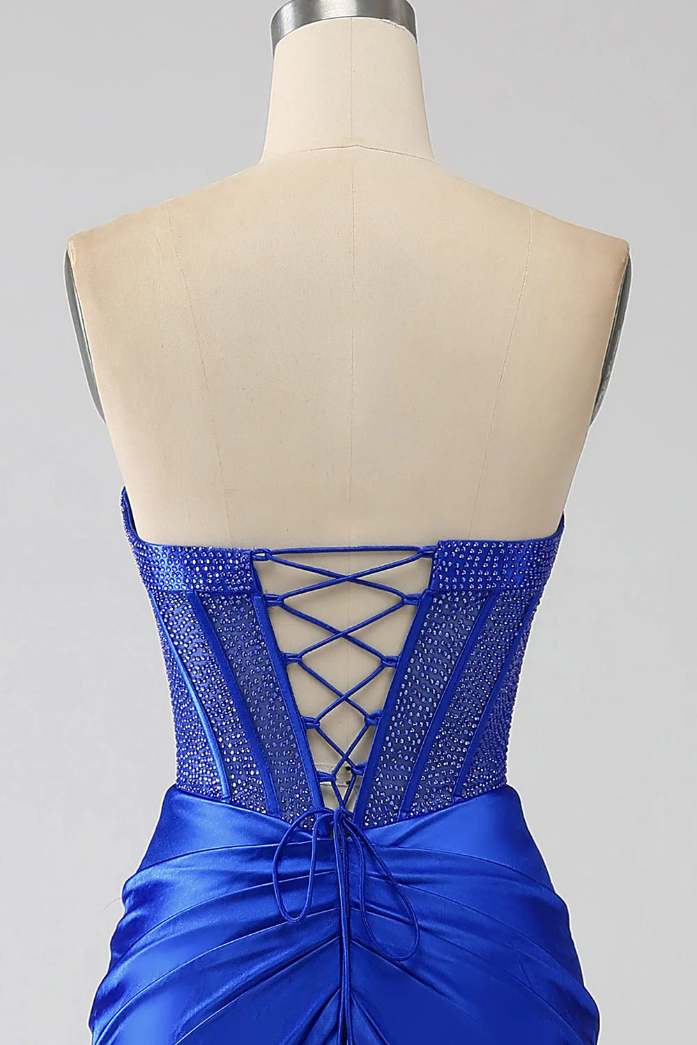 OKBBN mermaid off shoulder tight corset with beaded high slit ball dress