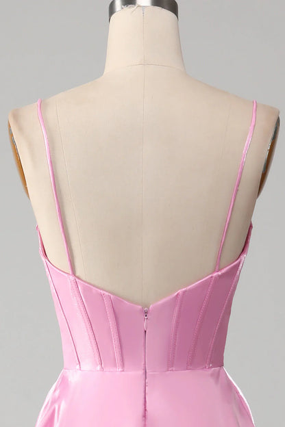 OKBBN A-line thin shoulder strap tight corset long ball dress