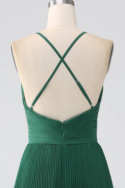 OKBBN A-line multi-layer chiffon pleated bridesmaid dress