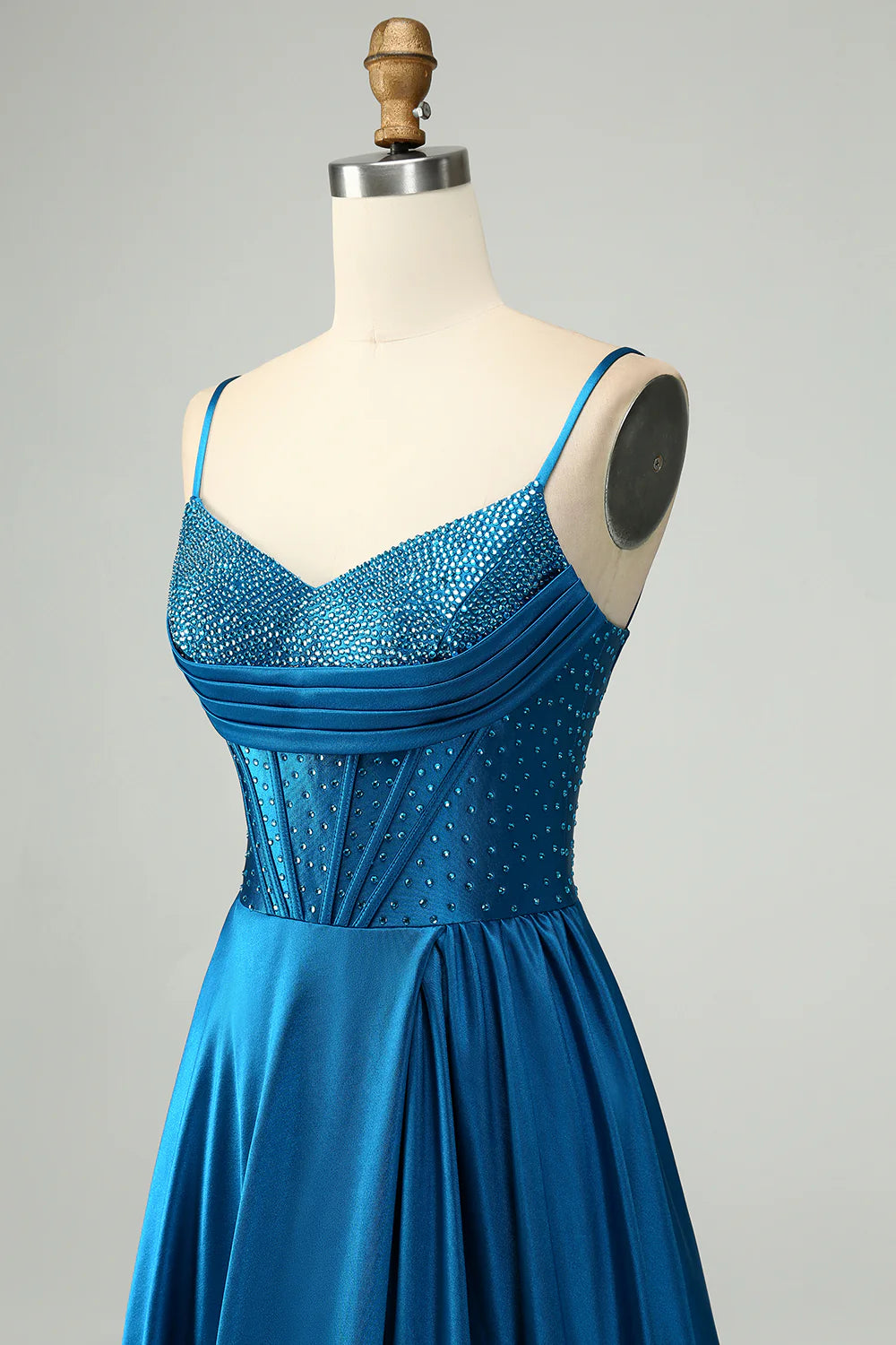 OKBBN A-line slim shoulder strap slit tight corset dance dress