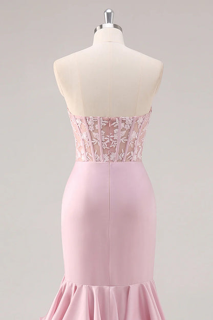 OKBBN Beautiful Mermaid Lace Layered Ruffle Evening Dress