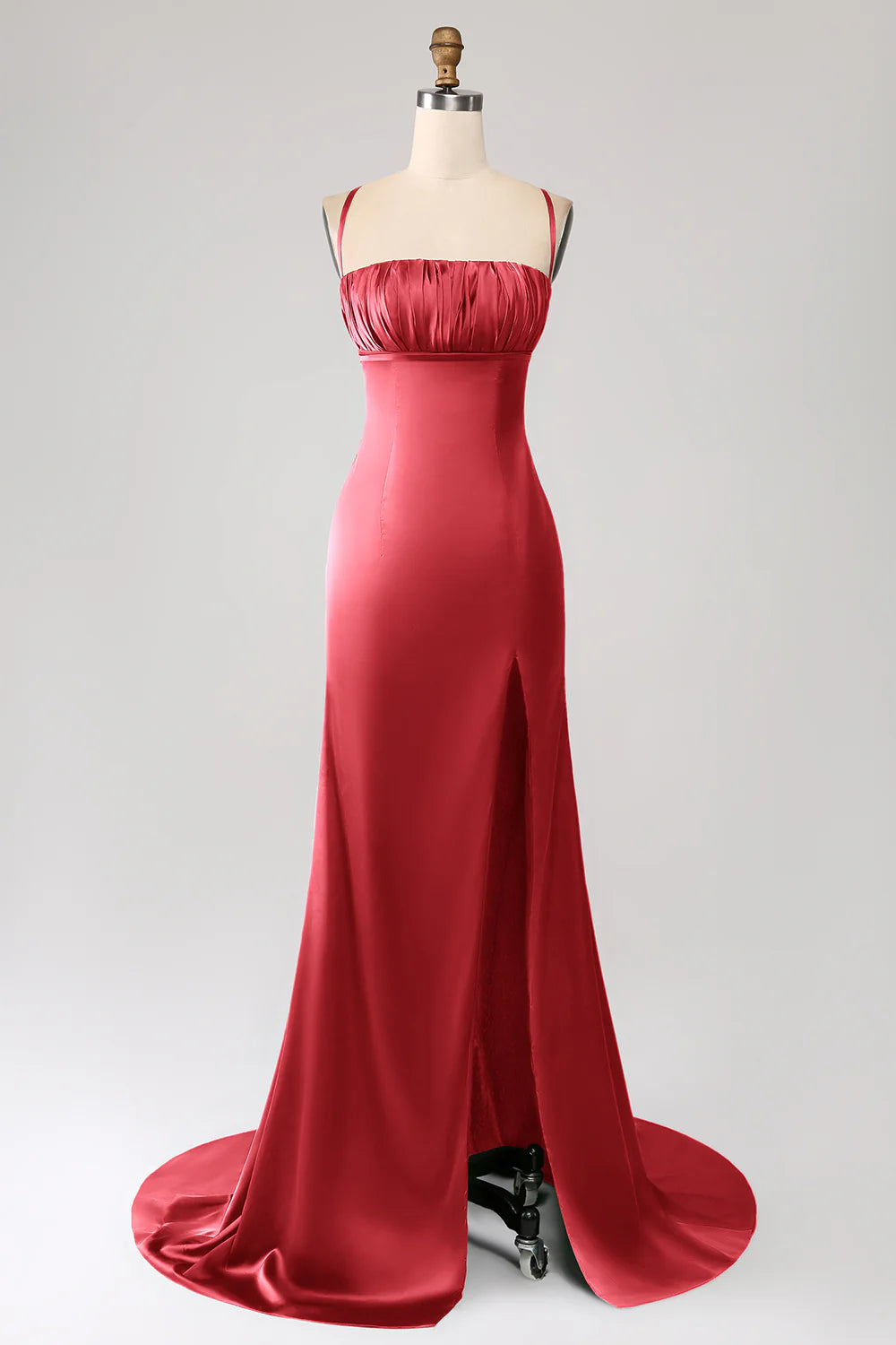 OKBBN Elegant Mermaid Strap Satin Ball Dress