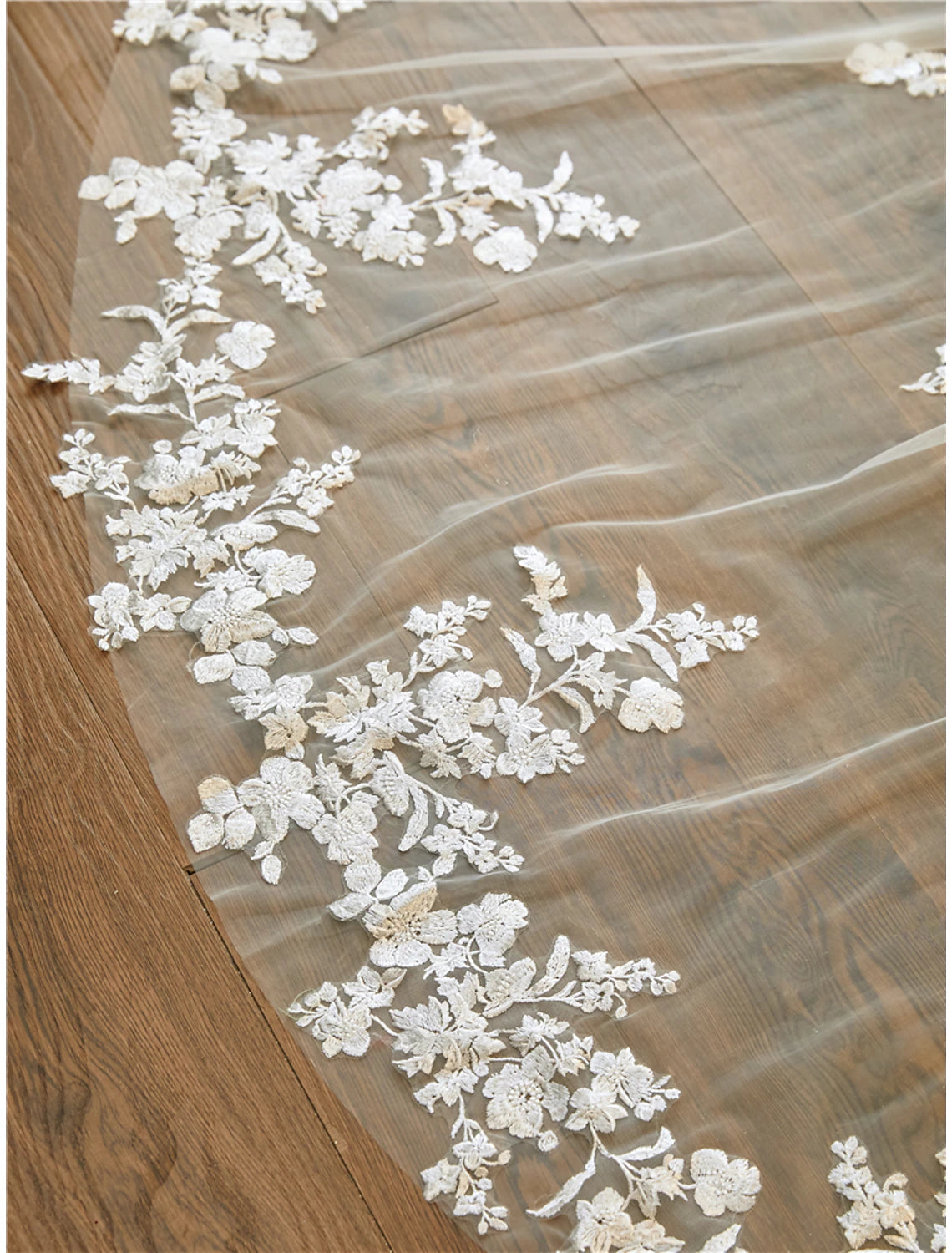 OKBBN single-layer lace applique embroidery wedding veil