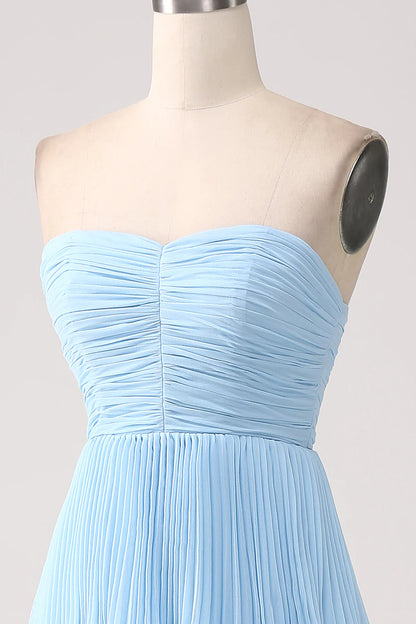 OKBBN Sweetheart pleated strapless long bridesmaid dress