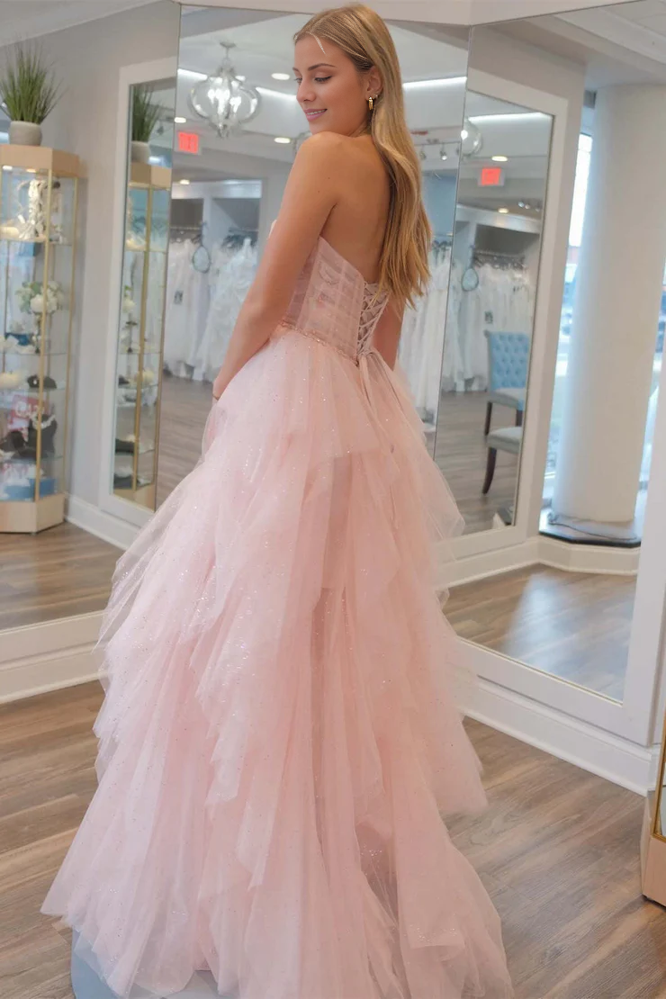 OKBBN A-line off shoulder chiffon beaded long ball gown