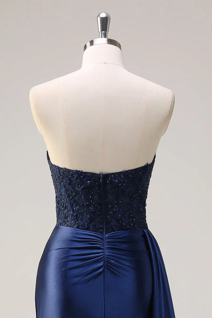 OKBBN Mermaid Sweetheart Side Strap Fold Tight corset Beaded Split Ball Dress