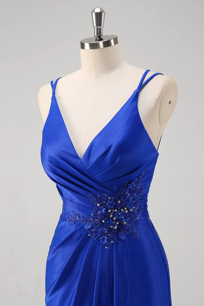 OKBBN Elegant Mermaid V-neck Decal Long Split Ball Dress
