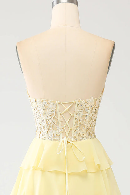 OKBBN A-line Sweetheart Layered Corset Long Ball Dress