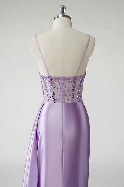 OKBBN Elegant Mermaid Corset Satin Evening Dress
