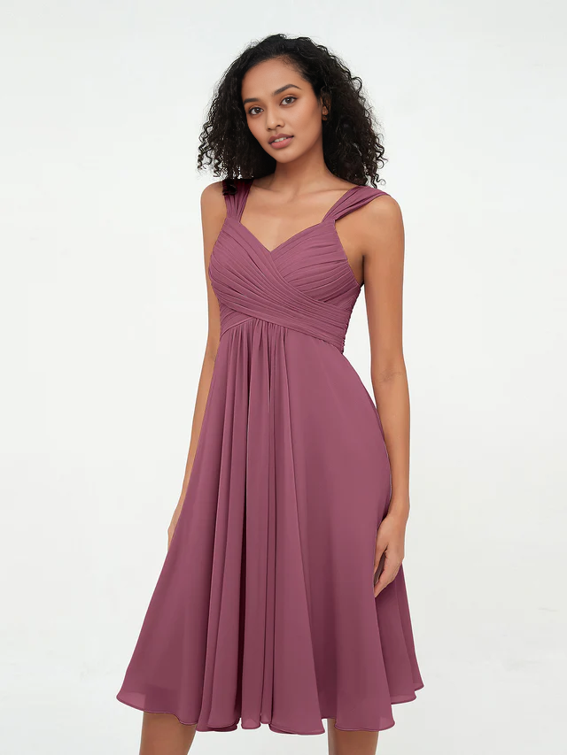 OKBBN Chiffon Sleeveless Skirt Bridesmaid Dress