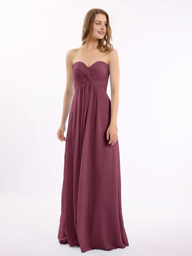 OKBBN off shoulder sleeveless chiffon bridesmaid dress
