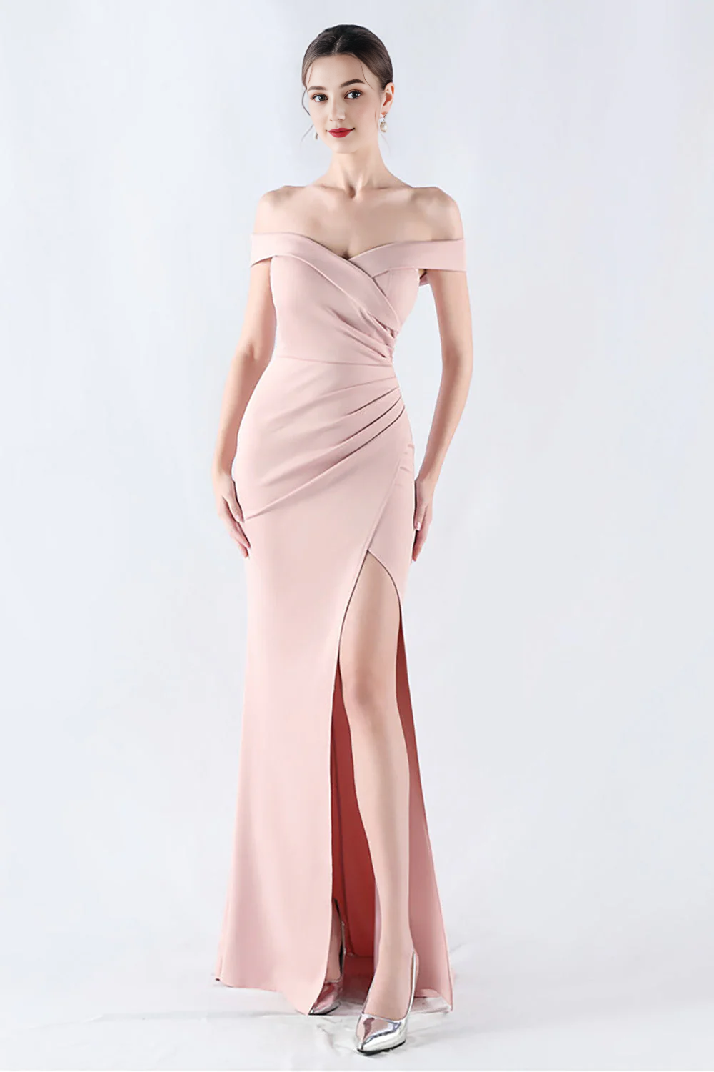OKBBN mermaid off shoulder sleeveless slit long ball dress