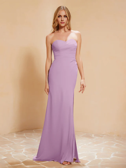 OKBBN Sweetheart Slimming Chiffon Split Bridesmaid Dress