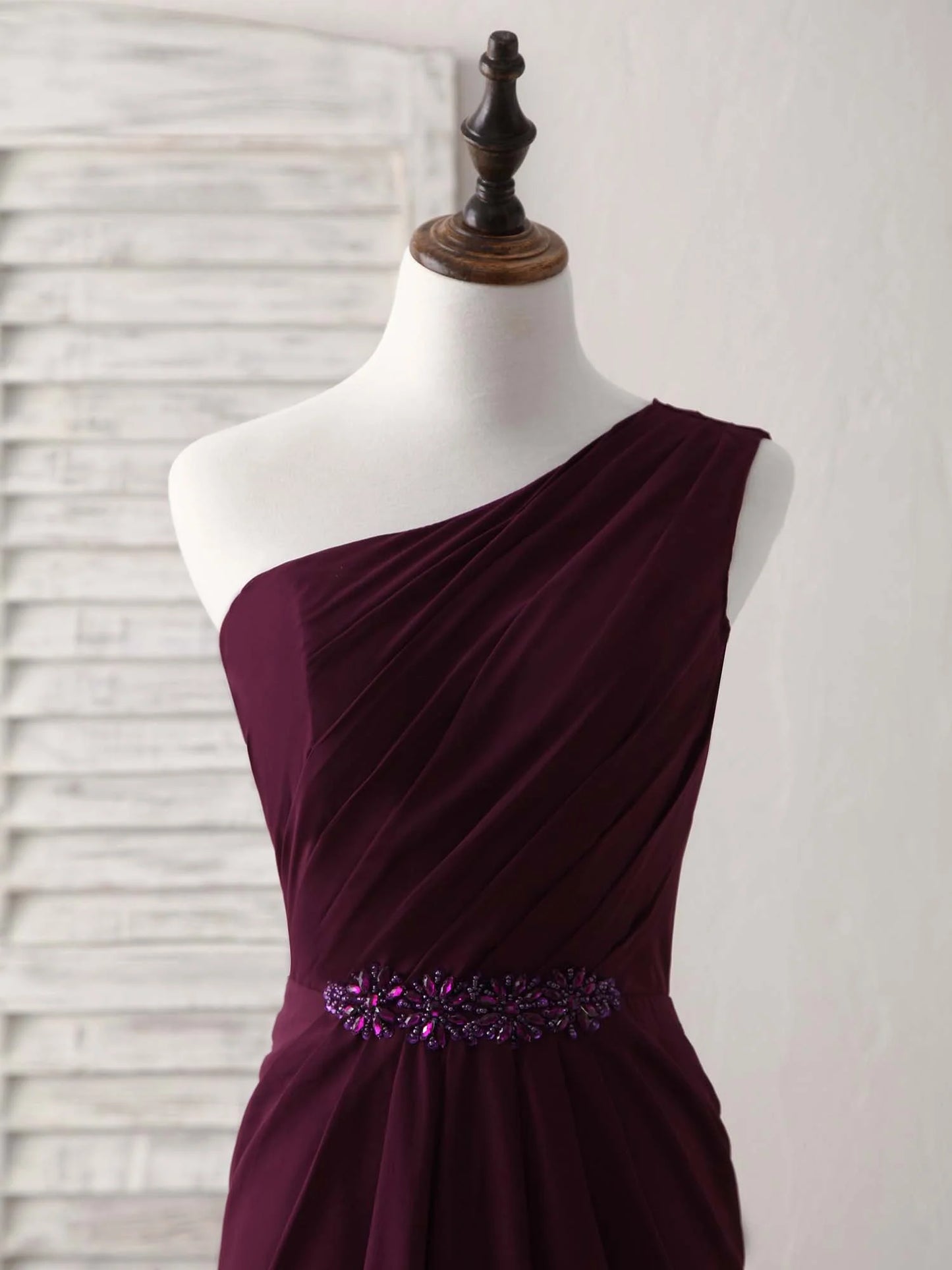 One Shoulder Chiffon Mermaid Long Prom Dresses
