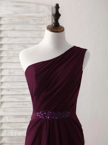One Shoulder Chiffon Mermaid Long Prom Dresses
