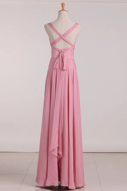 Lace-Up Back Long Bridesmaid Dress