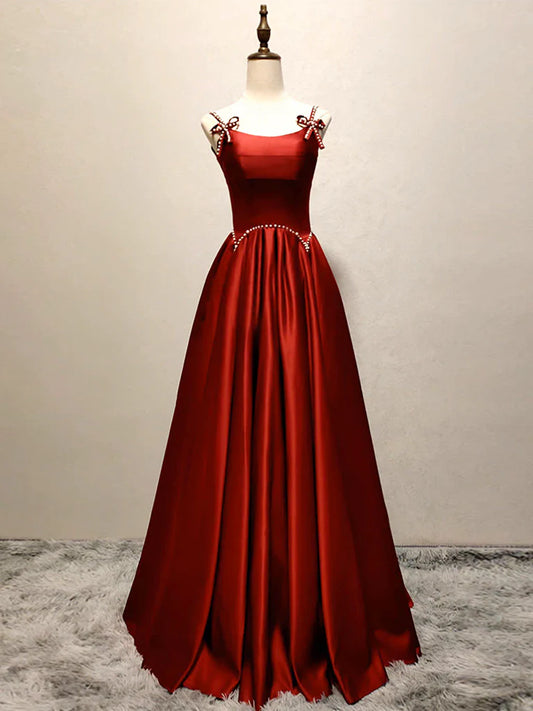 Simple Backless Satin Yellow Long Evening Dress Yellow Evening Dress