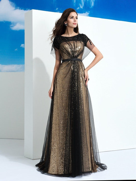 A-line Princess Diagonal Neck Button Short Sleeve Long Mesh Dress