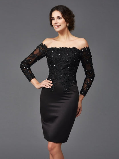 Sexy Off Shoulder Lace Long sleeved Satin Bridal Dress