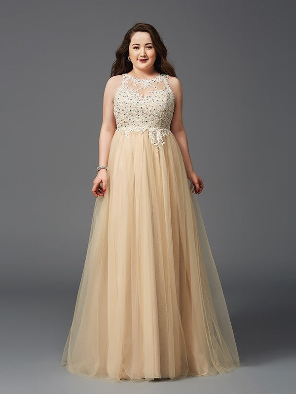 A-line Elegant Princess Dress Water Diamond Sleeveless Long sleeved Plus Size Dress