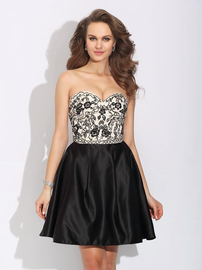 A-line Princess Elegant and Sweet Bow Sleeveless Satin Short Dress