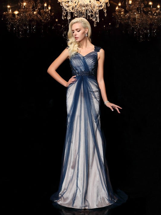 Applique Elastic Woven Satin Dress with Sheath Column Lace